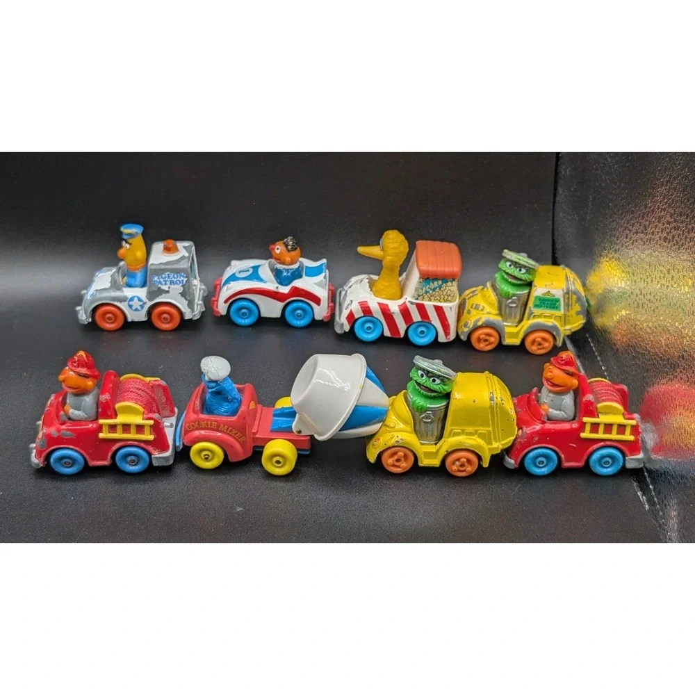 1980s Playskool Sesame Street Characters Vintage Die Cast Cars Lot Of 8